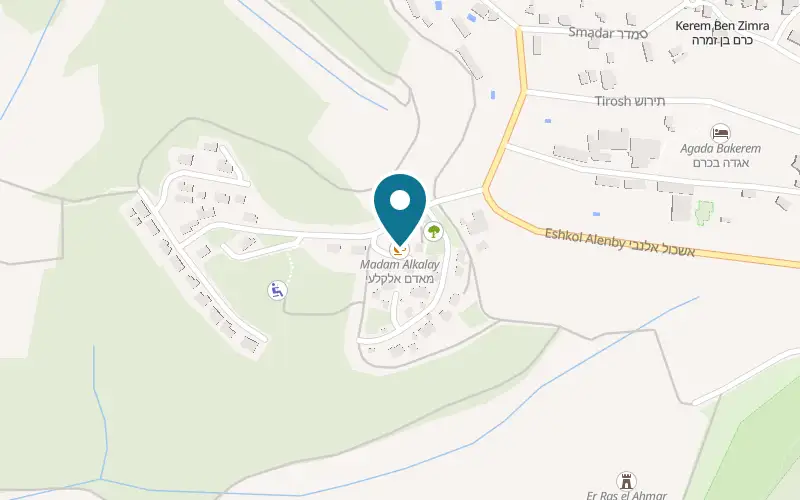 Map showing Ben Zimra Winery at Moshav Kerem Ben Zimra, Kerem Ben Zimra