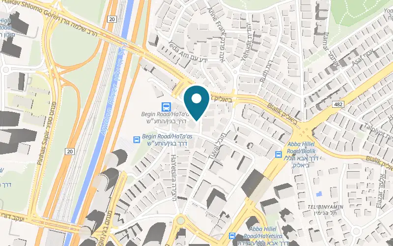 Map showing Bistro 3 at 3 Yaakov Rozen Street (HaBonim Street), Diamond Exchange district, Ramat Gan