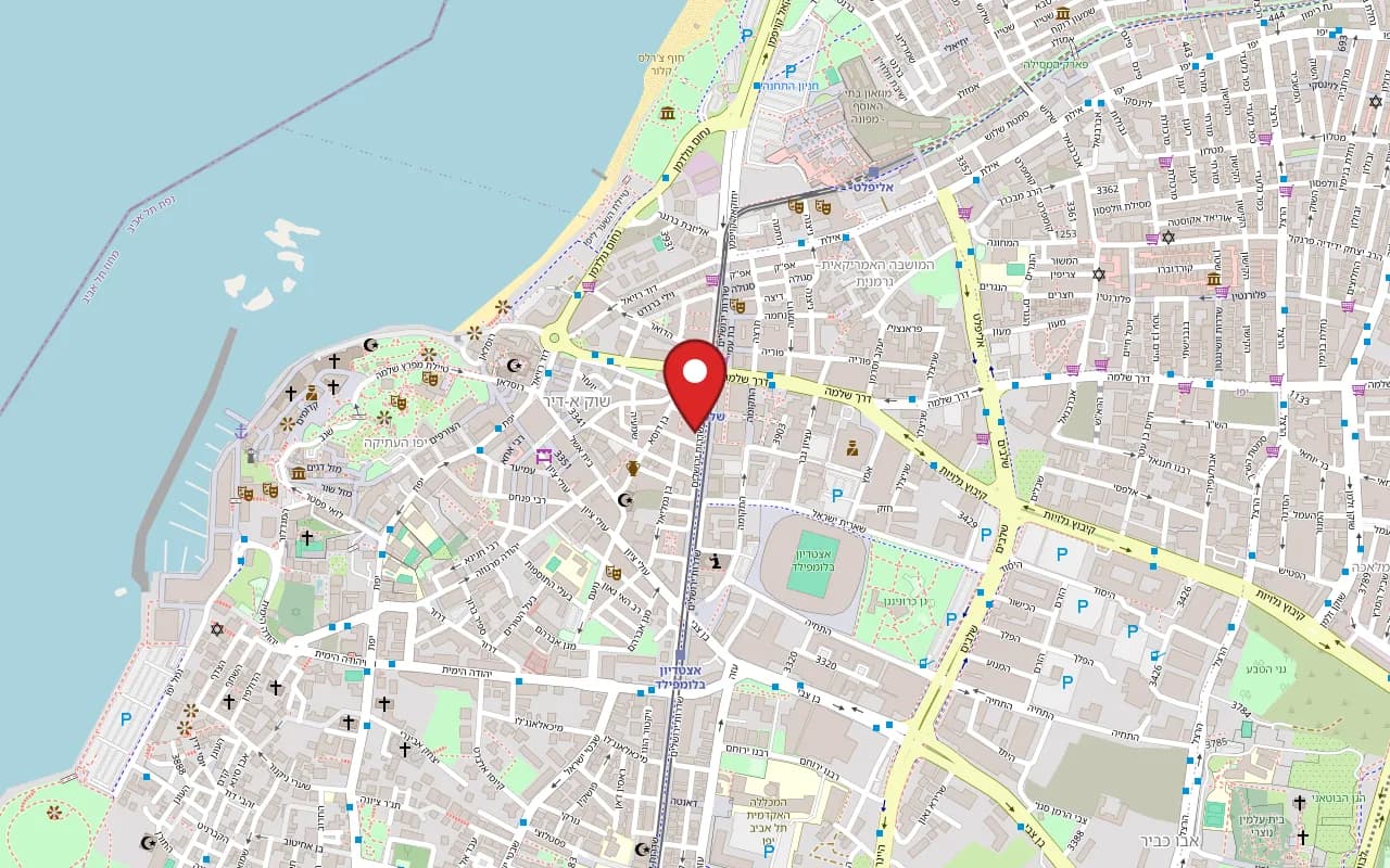 Map showing Palette at 22 Jerusalem Boulevard (the Bazaar hotel), Tel Aviv-Yafo