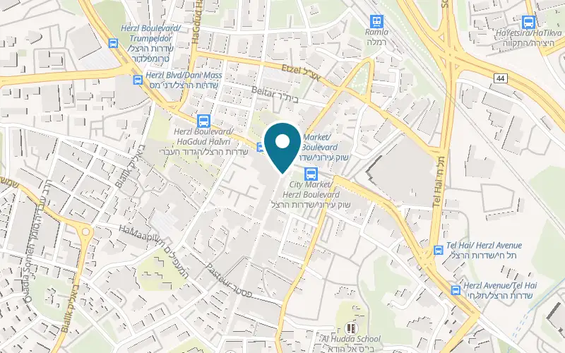 Map showing Bourekas Baba at 3 Jabotinsky Street, Ramla market, Ramla