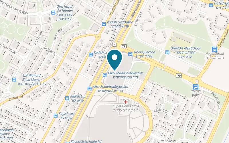 Map showing Bowling Kiryon at 194 Akko Road, Kiryat Bialik