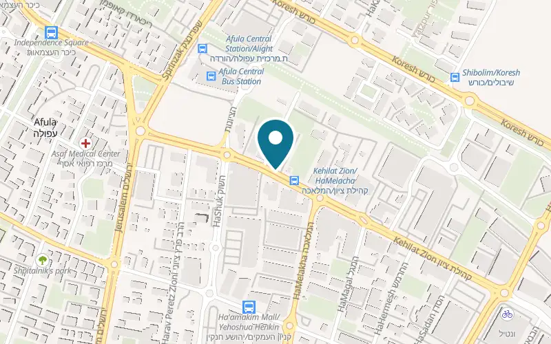 Map showing Boya at 7 Kehilat Zion Street, Afula