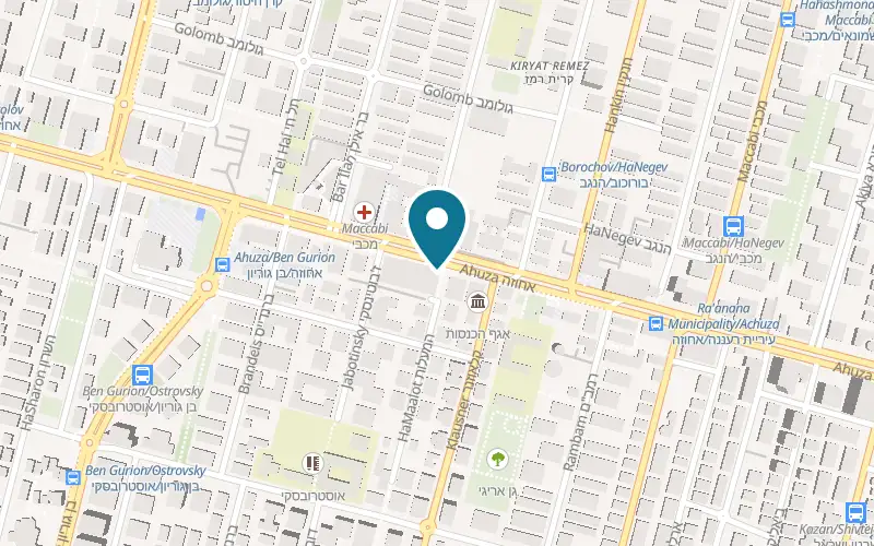 Map showing Bradshaw Shoes & Art at 115 Ahuza Street, Ra'anana