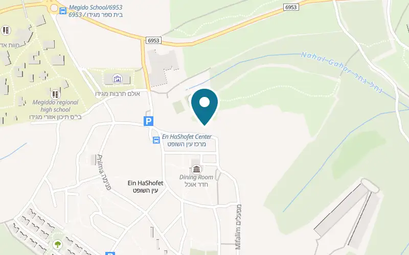 Map showing Brandeis Pub at Up the hill, Kibbutz Ein HaShofet, Ein HaShofet