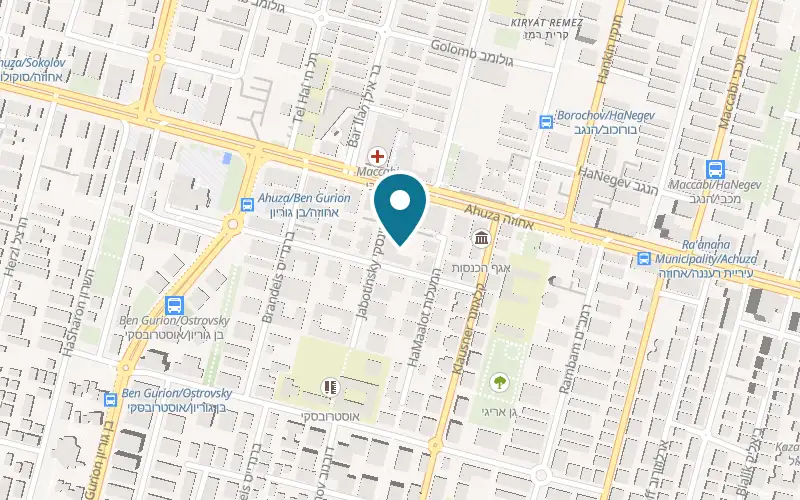 Map showing Bread & Breakfast at Giron Center, 3 Jabotinsky Street, Ra'anana