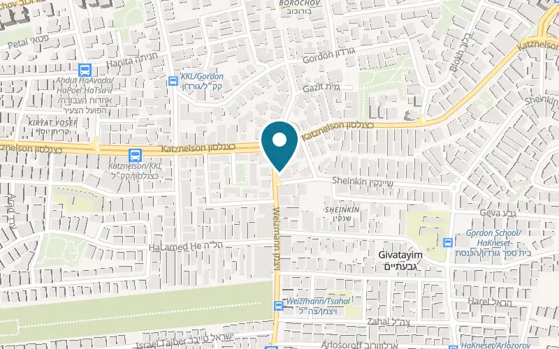 Map showing Bread Station at 15 Weizmann Street, Givatayim