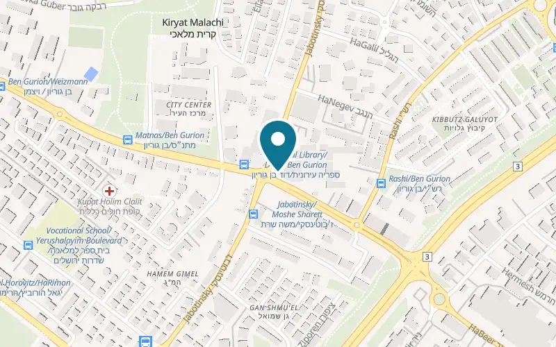Map showing Brunchos at 8 David Ben Gurion Boulevard, Kiryat Malachi