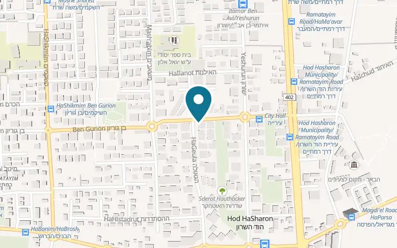 Map showing Buba shel Pizza Hod HaSharon at 26 HaGeula Street, Hod HaSharon