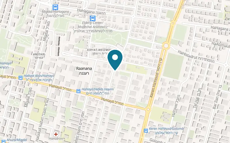 Map showing Buba shel Pizza Ra'anana at 34 Motzkin Street, Ra'anana