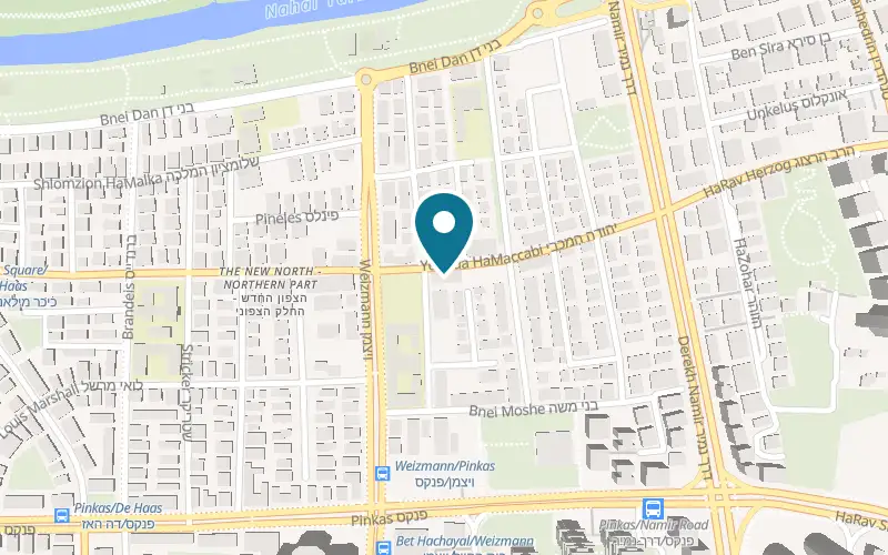 Map showing Bucke Maccabi at 40 Yehuda HaMaccabi Street, in the Old North, Tel Aviv-Yafo