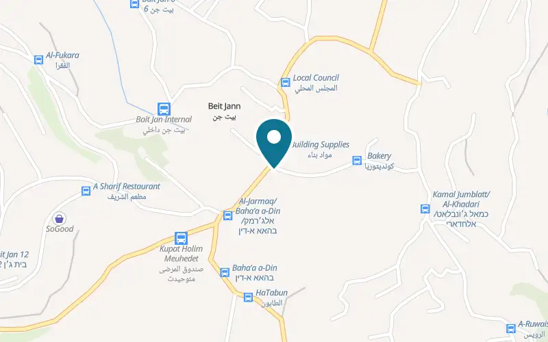 Map showing Burekas Lev HaKfar at In a new compound in the village centre, Beit Jann