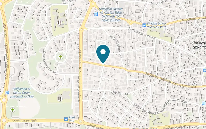 Map showing Burger Cave at 97 Khalid ibn al-Walid Street, Kafr Qasim