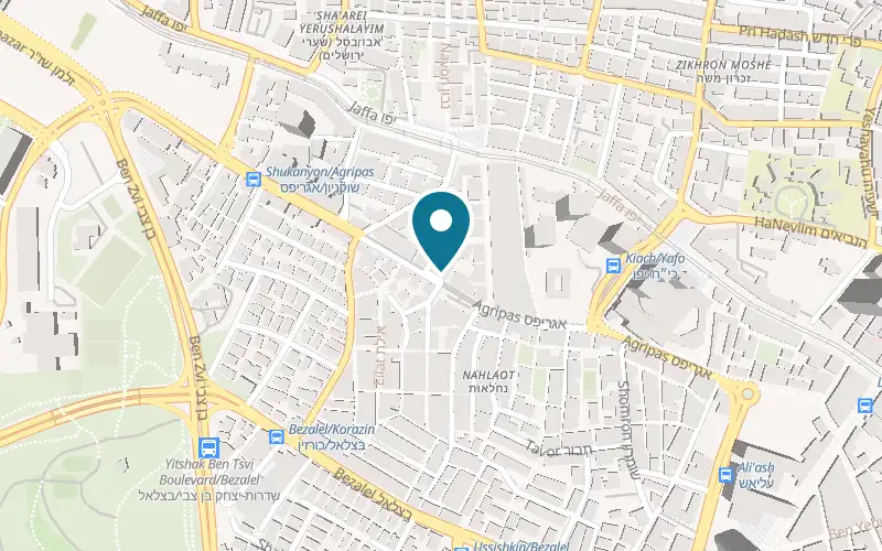 Map showing Burger Market at 68 Agripas Street, Mahane Yehuda, Jerusalem