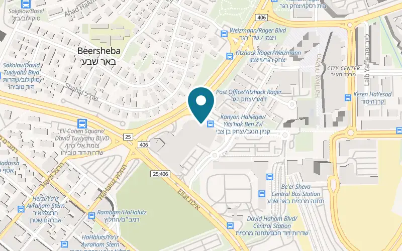 Map showing Cafe Alma at 2 Yitzhak Ben Zvi Street, Beer Sheva