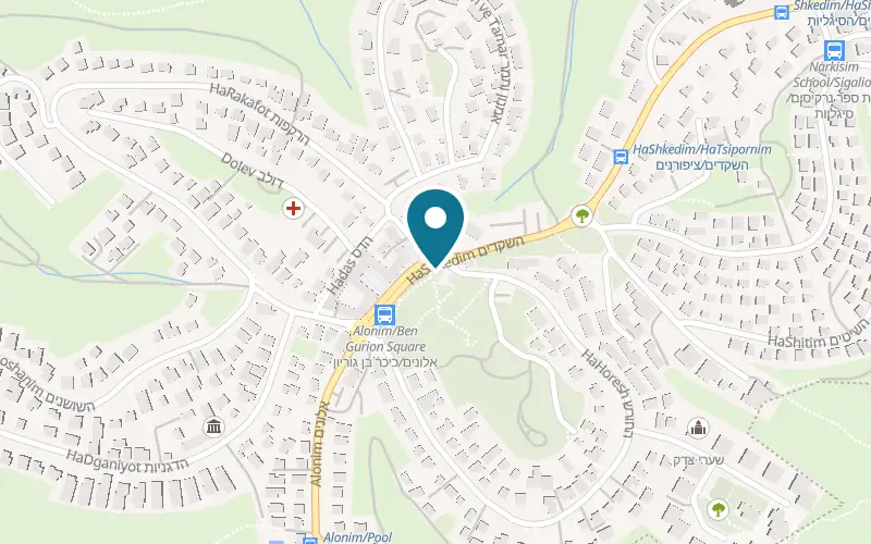 Map showing Cafe Alma at 1 Ben Gurion Square, Kiryat Tiv'on