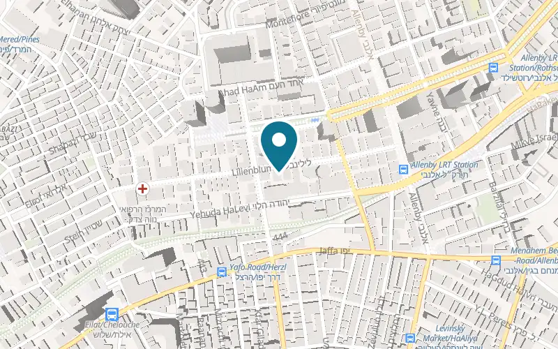 Map showing Café Asif at 28 Lilienblum Street, Tel Aviv-Yafo