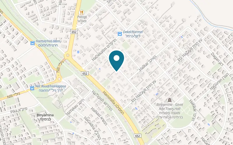 Map showing Cafe Binyamina at 12 HaMeyasdim Street, Binyamina-Giv'at Ada