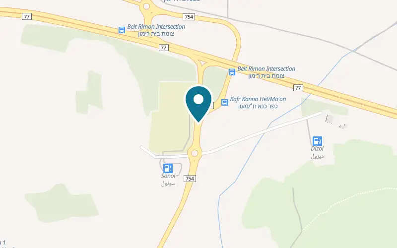 Map showing Cafe Cafe Kafr Kanna at The main road at the northern entrance to Kafr Kanna, Beit Rimon Junction, Kafr Kanna