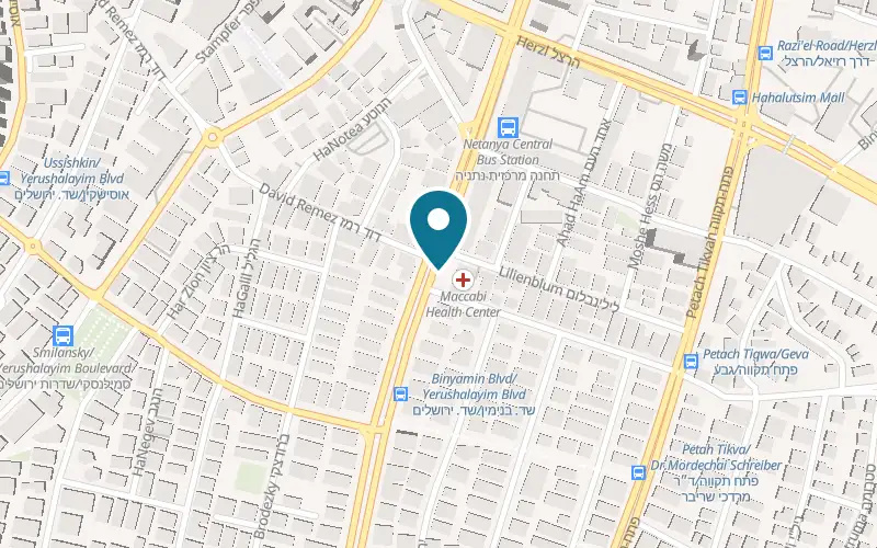 Map showing Cafe Caramel, Sderot Binyamin at 21 Sderot Binyamin, Netanya