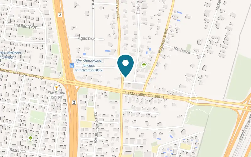 Map showing Cafe Efrat at 1 HaRishonim Street, Kfar Shmaryahu