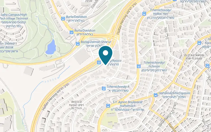 Map showing Cafe Ella at 69 Herzog Street, Jerusalem