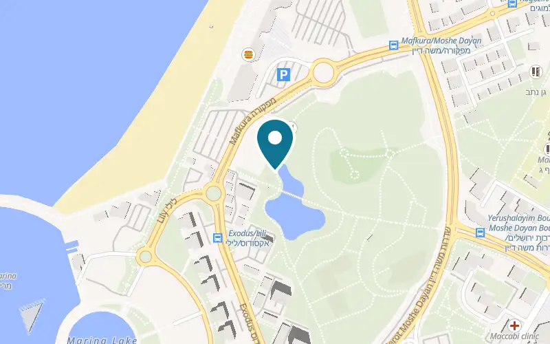 Map showing Cafe Gan Sipur at Ashdod Yam Park, by the lake, Ashdod