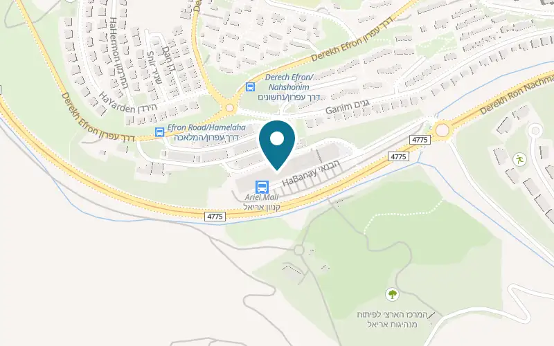 Map showing Cafe Greg Ariel at 5 HaBanai Street, Ariel