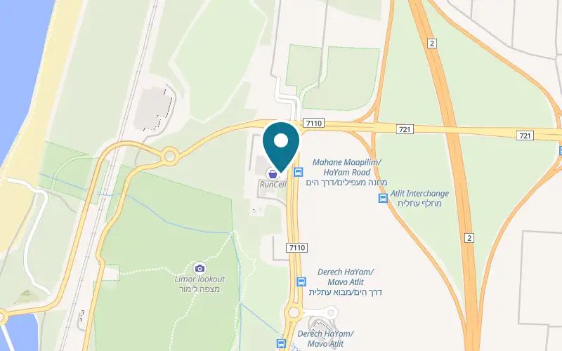 Map showing Greg Cafe at 2 Derech HaYam, Derech HaYam mall, Atlit