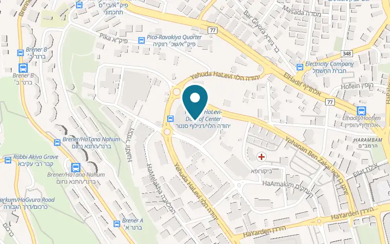 Map showing Cafe Greg Danilof at 1 Yehuda HaLevi Street, BIG Fashion Danilof mall, Tiberias