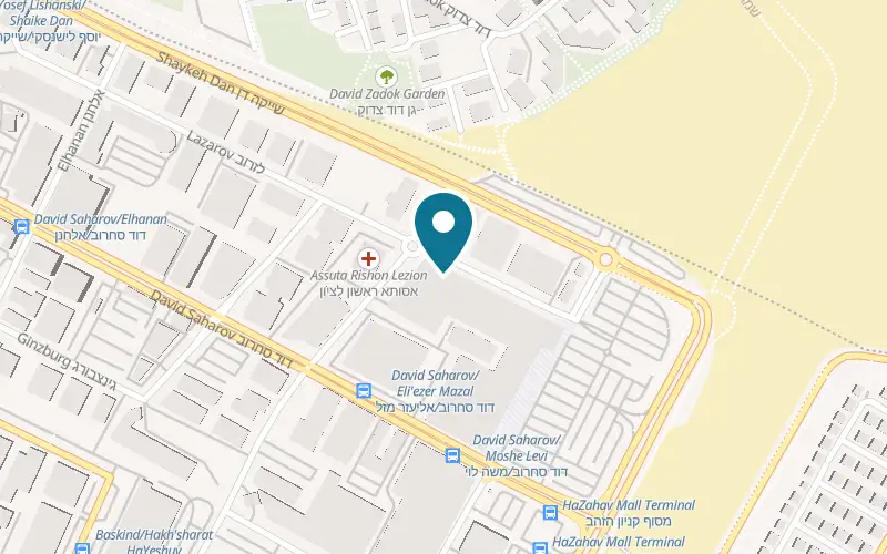 Map showing Cafe LaLush Kanyon HaZahav at 18 Lazarov Street, Kanyon HaZahav, Rishon LeZion