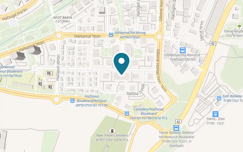 Map showing Cafe Lyon at Carso compound, 22 HaNachshol Street, Yavne