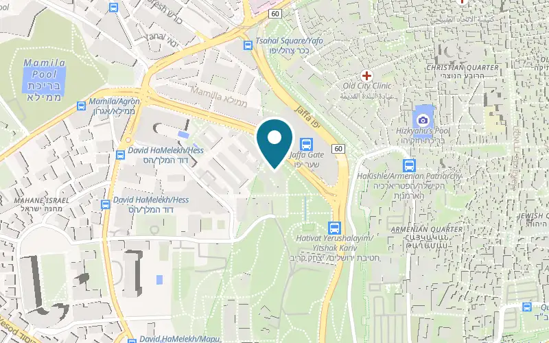 Map showing Cafe Rimon Mamilla at 8 Yitzhak Kariv Street, Mamilla, Jerusalem
