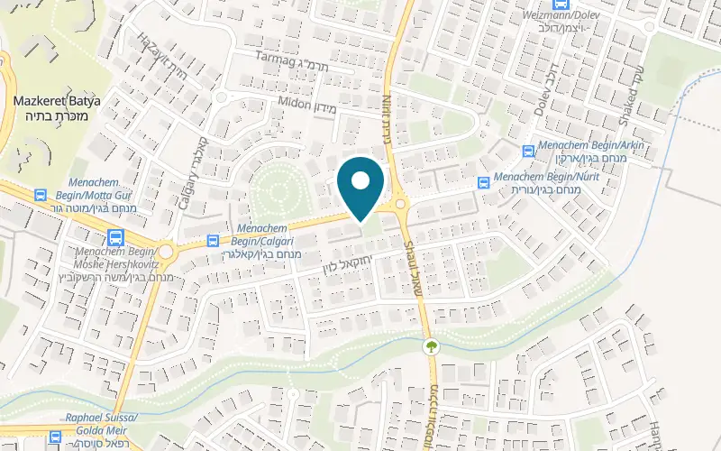 Map showing Cafe Sheva at 16 Menachem Begin Boulevard, Mazkeret Batya
