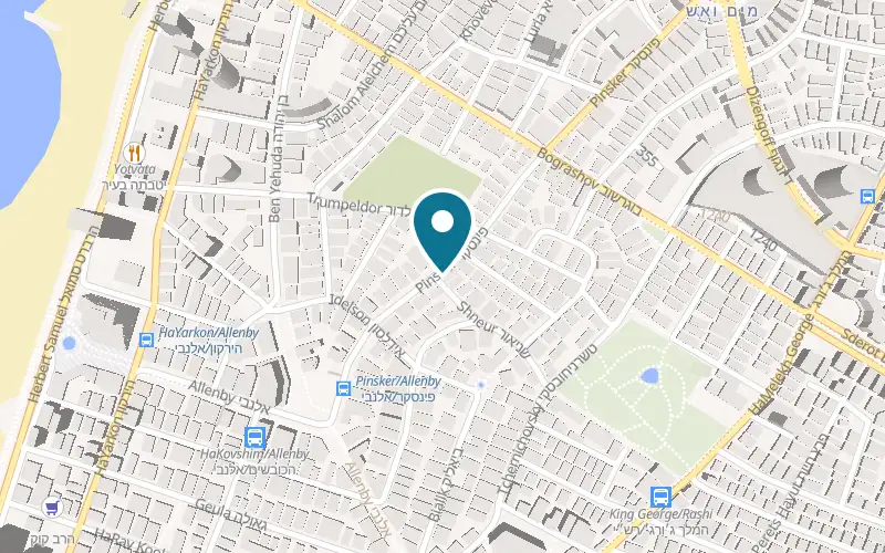 Map showing Cafe Shneor at 20 Pinsker Street, Tel Aviv-Yafo