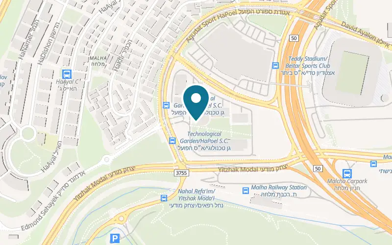 Map showing Cafe Tamara at The Technology Garden, 2 Derech Agudat Sport HaPoel, Malha, Jerusalem