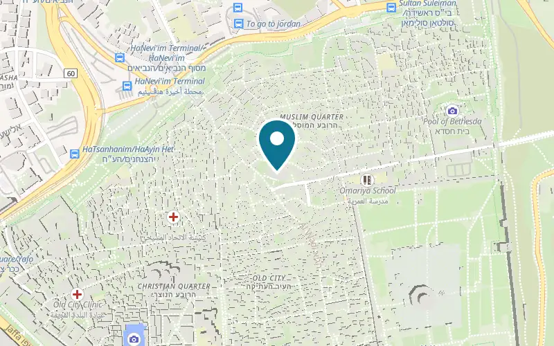 Map showing Café Triest at Austrian Hospice, 37 Via Dolorosa, Old City, Jerusalem