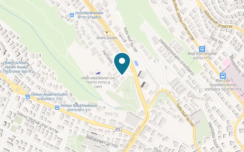 Map showing Carmella Boutique Hotel at 130 HaTishbi Street, Carmel Center, Haifa