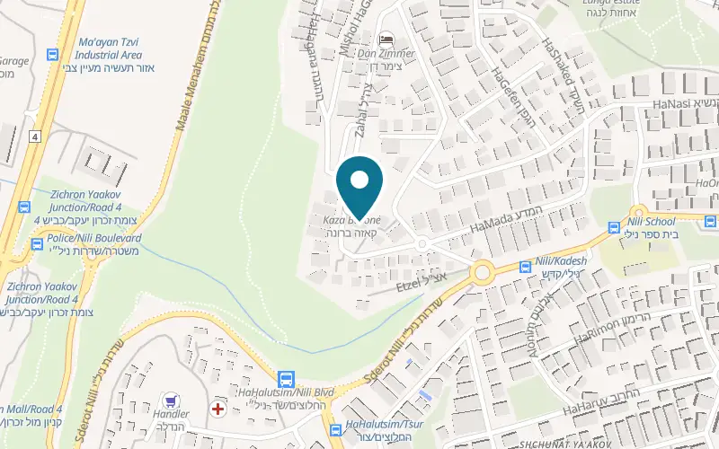 מפה: קאזה ברונה ברחוב צה"ל 4, במלון בית מימון, זכרון יעקב