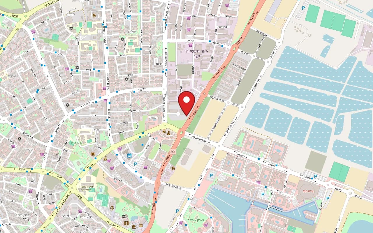 Map showing Casa do Brasil at Isla Brown hotel complex, 23 HaArava Road, Eilat