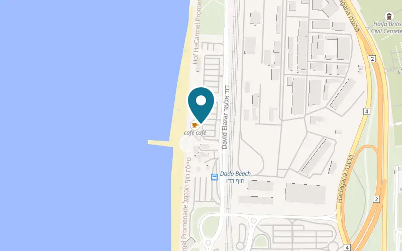 Map showing Cinema Paradiso at Zamir Beach, Haifa