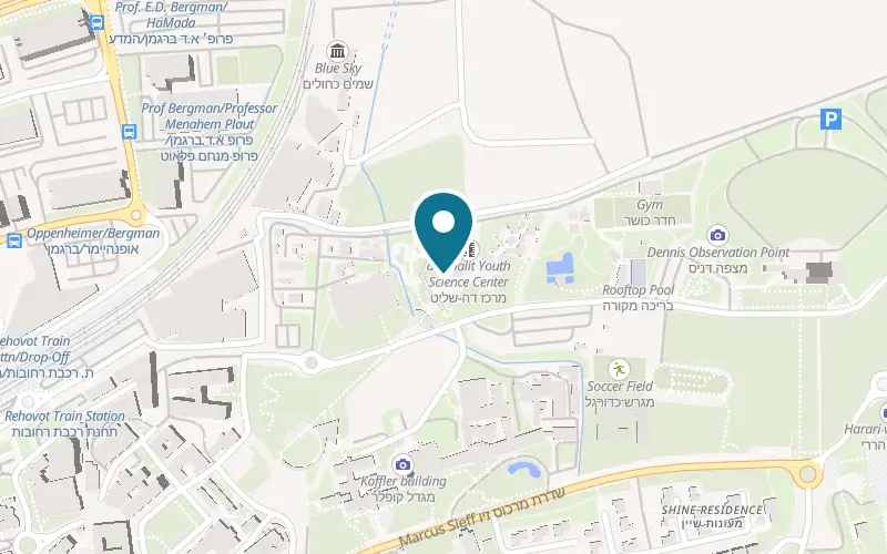 Map showing Clore Garden of Science at Weizmann Institute of Science, north campus, Rehovot