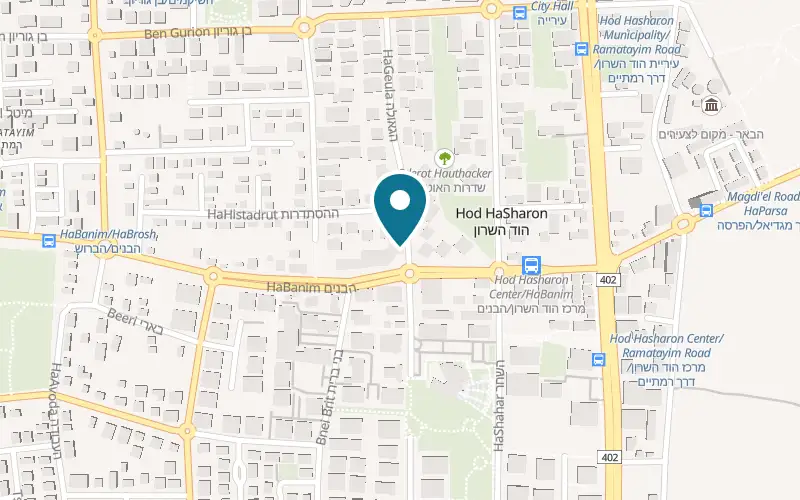 Map showing Collective at 14 HaBanim Street, Hod HaSharon