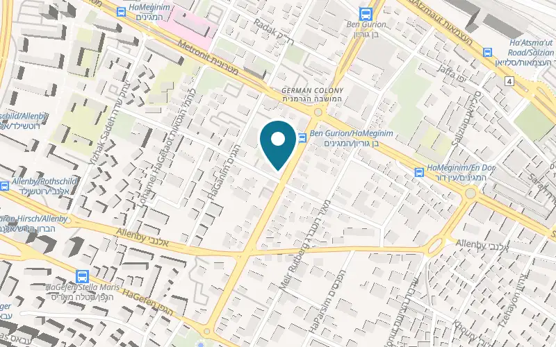 Map showing The Colony Hotel Haifa at 28 Ben Gurion Avenue, German Colony, Haifa
