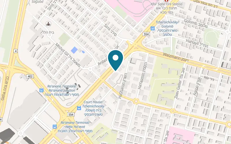 Map showing Contrology Kfar Saba at 24 Tchernichovsky Street, Kfar Saba