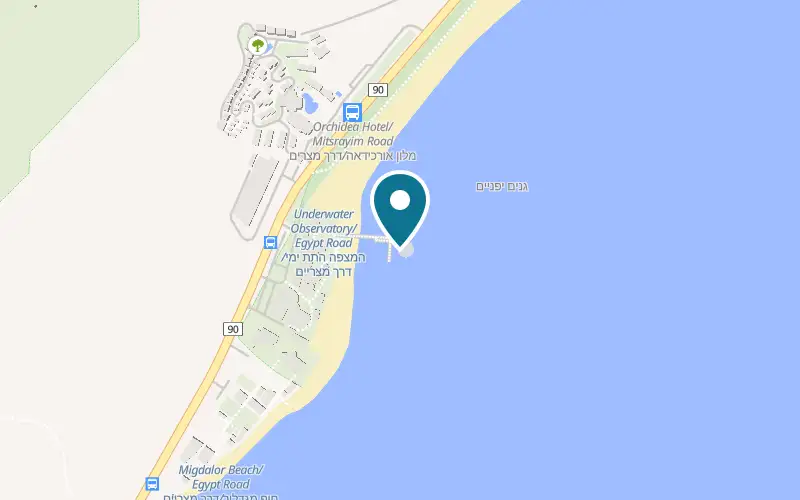 מפה: המצפה התת ימי בחוף אלמוג, אילת
