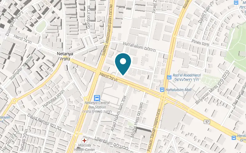 Map showing Crazy Pizza at 41 Herzl Street, Netanya