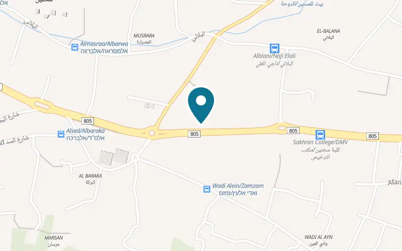 Map showing Crispy Burger at Plus code V864+7R, Sakhnin, Sakhnin