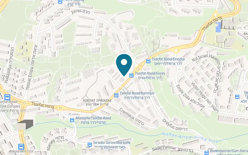 Map showing Crunch Pizza at 63 Derekh Tzarfat, Haifa