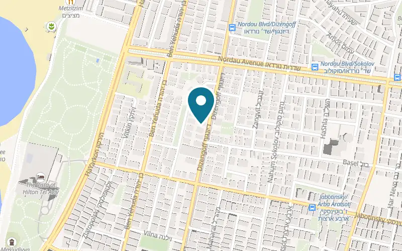 Map showing Cut and Shave Barbershop at 229 Dizengoff Street, Tel Aviv-Yafo