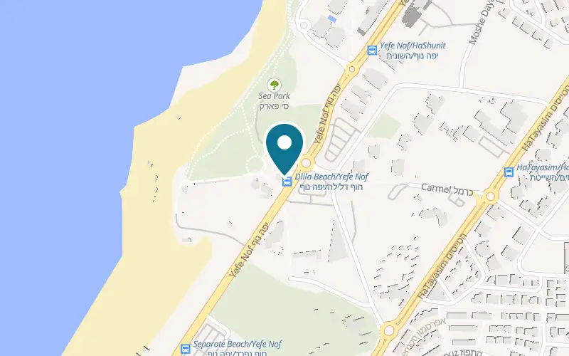Map showing Dabuda at Delila Beach entertainment compound, Ashkelon
